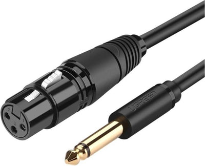 كابل مايكروفون يوجرين 6.35 ملم ذكر إلى XLR أنثى أسود AV131