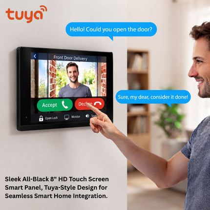 شاشة انتركم فيديو ذكية Tuya WiFi مقاس 8 إنش – IPS HD مع تسجيل وتحكم بالتطبيق