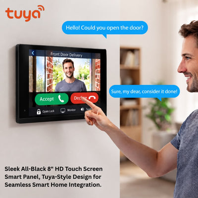 Tuya Smart WiFi Video Intercom Monitor – 8" HD IPS Touchscreen with App Control & Recording