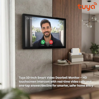 Tuya Smart WiFi Video Intercom Monitor – 10" HD IPS Touchscreen with App Control & Recording