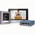 طقم انتركم فيديو IP هيكفيجن – شاشة داخلية ووحدة باب خارجية مع سويتش PoE بأربع منافذ – DS-KIS602