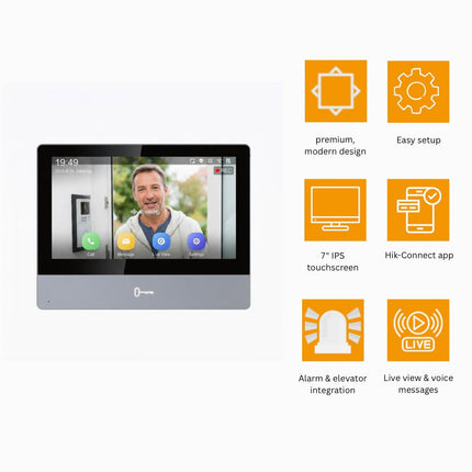 شاشة انتركم هيكفيجن IP ذكية 7 إنش تعمل باللمس – DS-KH8350-WTE1