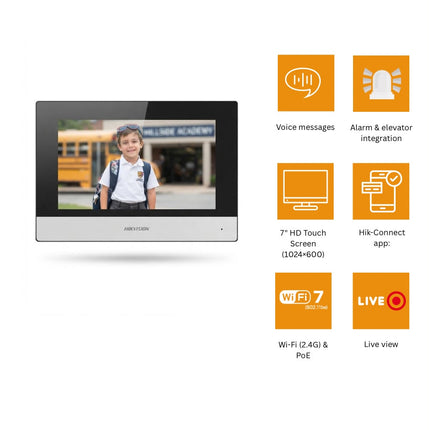 شاشة انتركم هيكفيجن IP ذكية 7 إنش تعمل باللمس – DS-KH6320-WTE1