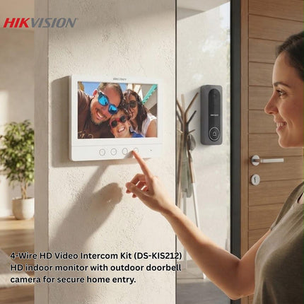 طقم انتركم مرئي هيكفيجن HD بشاشة 7 إنش ونظام 4 أسلاك – DS-KIS212
