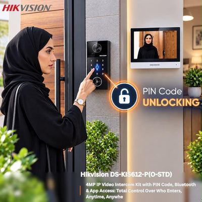 Hikvision 4MP IP Video Intercom Kit with 7-Inch Touchscreen, PIN Code, Wi-Fi & Bluetooth – DS-KIS612-P