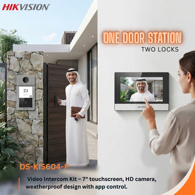 Hikvision 2MP IP Video Intercom Kit with 7-Inch Touchscreen & Wi-Fi – DS-KIS604-P(C)