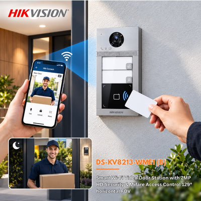 Hikvision 2MP IP Villa Door Station with 2 Call Buttons, Wi-Fi & Card Reader – DS-KV8213-WME1(B)