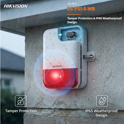 Hikvision AX PRO Wireless Outdoor Siren 110dB with Strobe Light – DS-PS1-E-WB