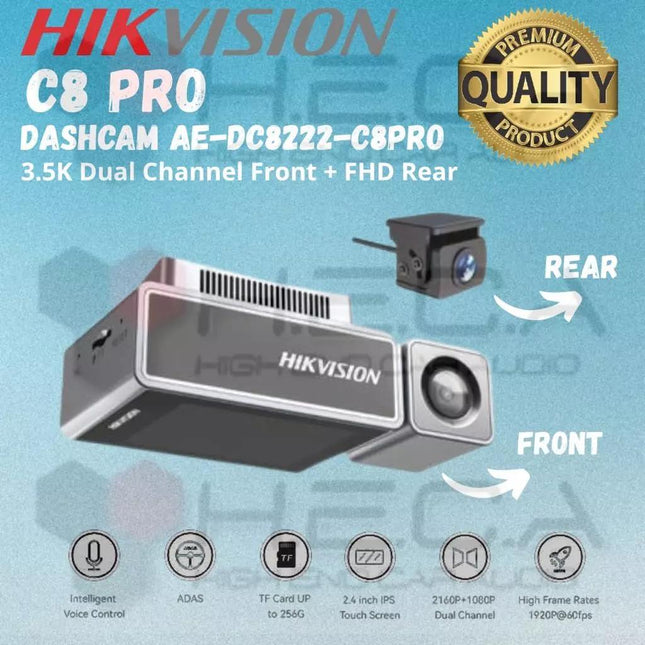Hikvision AE-DC8222-C8PRO 3.5K Smart Dash Camera with GPS, Wi-Fi & ADAS (2CH)