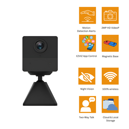 EZVIZ BC2 Battery-Powered Wi-Fi Smart Camera | 2MP Indoor Security | Rechargeable Battery | Two-Way Talk | Motion Detection | Easy Magnetic Mount