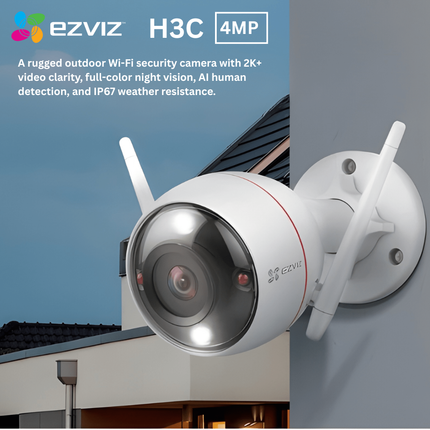 EZVIZ H3C 4MP 2K Smart Wi-Fi Home Camera | Outdoor Security | Night Vision | Human Detection | Two-Way Talk | Weatherproof