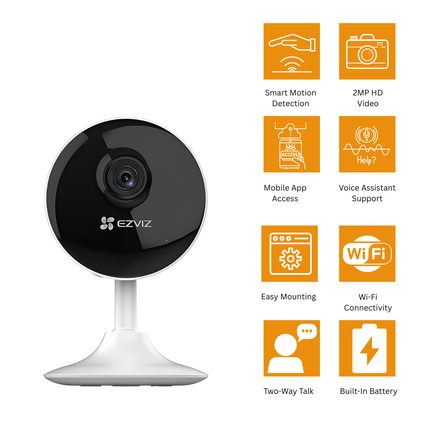 EZVIZ CB1 Wi-Fi Smart Home Battery Camera | 2MP Indoor Security Cam | Long-Lasting Battery | Two-Way Talk | Motion Detection | Works with Alexa & Google Assistant