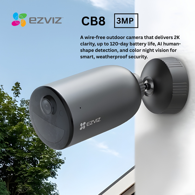 EZVIZ EB3 3MP Standalone Smart Outdoor Camera | Battery-Powered | Color Night Vision | Two-Way Audio | Smart Motion Detection | Weatherproof Wi-Fi Camera