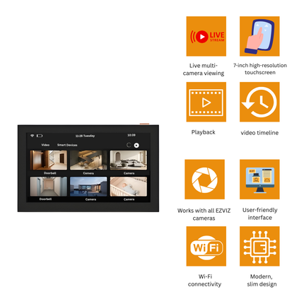 EZVIZ SD7 Smart Indoor Display | 7-Inch Touchscreen | Live View & Playback for EZVIZ Cameras | Smart Home Control Panel | Wi-Fi Connectivity
