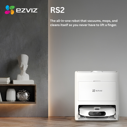EZVIZ RS2 Robot Vacuum & Mop Combo | Self-Cleaning Base, Smart Mapping, 2-in-1 Powerful Suction & Mopping | Works with Alexa & Google Home | Automatic Dust & Water Management