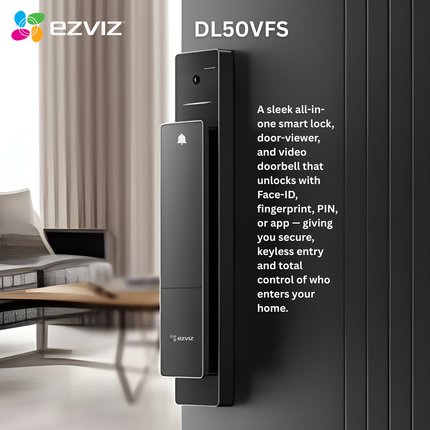 EZVIZ DL50VFS Smart Door Lock | Fingerprint, Keypad & App Control | Automatic Locking | Anti-Tamper Security | Waterproof & Durable | Smart Home Door Lock