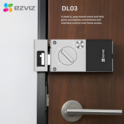 EZVIZ DL03 Smart Rim Lock | Wi-Fi Digital Door Lock with Multi-Method Keyless Entry | Remote App Control & Real-Time Alerts | Anti-Tamper Alarm & Anti-Peeping Codes | 2.4 GHz Wi-Fi Smart Lock for Apartments & Homes