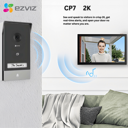 EZVIZ CP7 2K Smart Home Video Door Phone | Touchscreen Indoor Monitor | Two-Way Talk | Smart Notifications | Night Vision | Wi-Fi Video Door Entry System