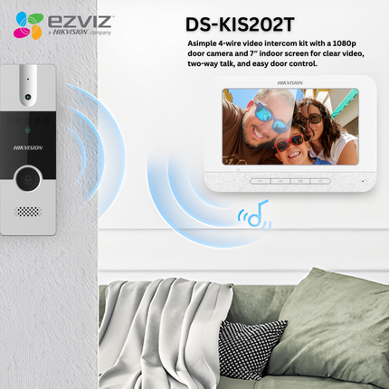Hikvision DS-KIS202T Wired Video Door Phone | Indoor Monitor + Outdoor Camera | Two-Way Audio | Clear Day & Night Vision | Reliable Home Entry System