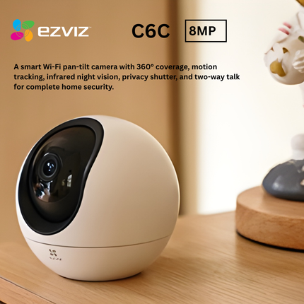 EZVIZ C6C 8MP Ultra HD PT Camera | 4K Pan & Tilt Wi-Fi Security Cam | Auto Tracking | AI Human Detection | Two-Way Talk | Smart Home Monitoring
