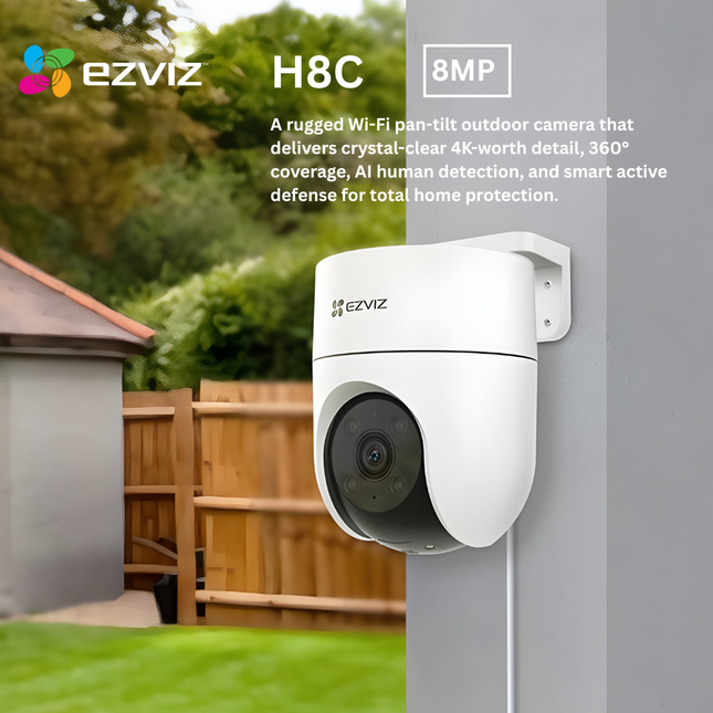 EZVIZ H8C Series Pan & Tilt Wi-Fi Security Camera | 360° View | AI Human Detection | Night Vision | Two-Way Talk | Smart Motion Tracking