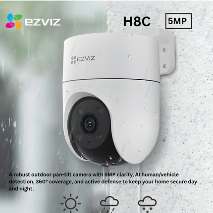 EZVIZ H8C Series Pan & Tilt Wi-Fi Security Camera | 360° View | AI Human Detection | Night Vision | Two-Way Talk | Smart Motion Tracking