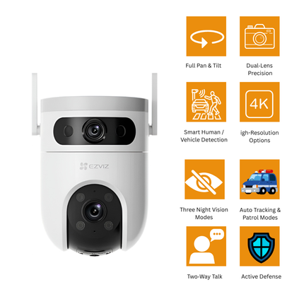 EZVIZ H9C Dual-Lens series Pan & Tilt Camera | 360° Coverage | AI Detection | Auto-Zoom Tracking | Night Vision | Wi-Fi Smart Security Camera