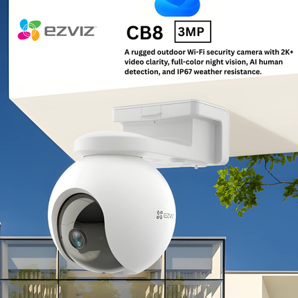 EZVIZ CB8 2K Wi-Fi Smart Camera | 3MP Outdoor PT Camera with Solar Support | Pan & Tilt | Color Night Vision | Two-Way Audio | Smart Motion Detection | 126m JD