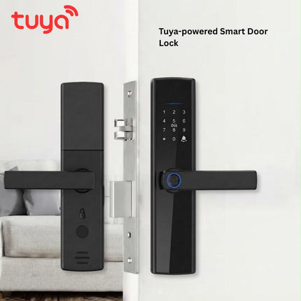 قفل باب ذكي Tuya WiFi – بصمة، كلمة مرور، بطاقة وتحكم بالتطبيق