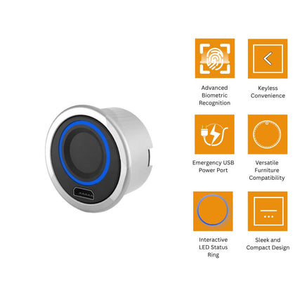 HA030 Biometric Fingerprint Cabinet Lock – Keyless Lock with Emergency USB Power