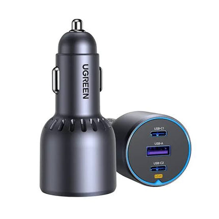 شاحن سيارة يوجرين 75 واط بمنفذي USB-C ومنفذ USB-A معدني | EC703 | 35024