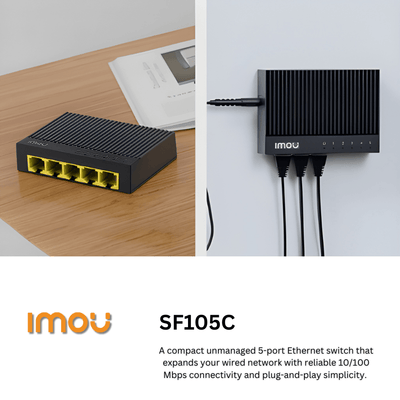 5 - Port Fast Ethernet Switch | 10/100Mbps Network Switch | Plug & Play | Stable Wired Netwo| SF108C IMOU