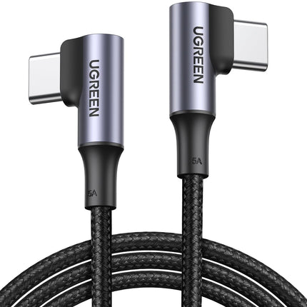UGREEN Right Angle USB-C to USB-C 2.0 100W 5A Braided Data Cable US335