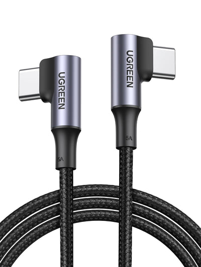UGREEN Right Angle USB-C to USB-C 2.0 100W 5A Braided Data Cable US335