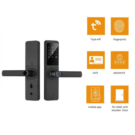 Tuya WiFi Biometric Smart Door Lock – Fingerprint, Password, Card & App Control