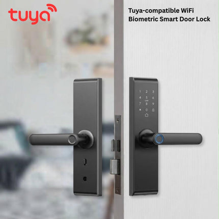 Tuya WiFi Biometric Smart Door Lock – Fingerprint, Password, Card & App Control