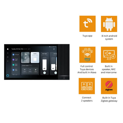 Tuya 8-Inch Smart Home Control Panel – Android Touchscreen with Alexa & Zigbee Gateway