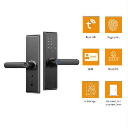 Tuya WiFi Biometric Smart Door Lock – Fingerprint, Password, Card & App Control