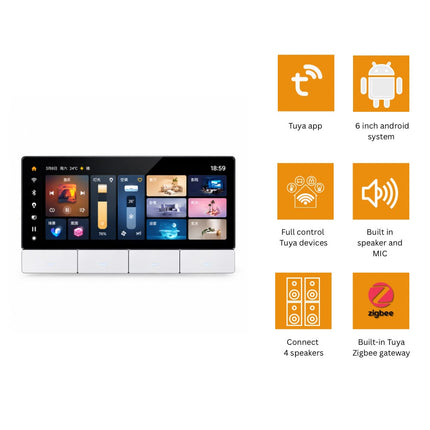 Tuya 6-Inch Smart Home Control Panel – Android Touchscreen with Zigbee Gateway & 4 Smart Switches