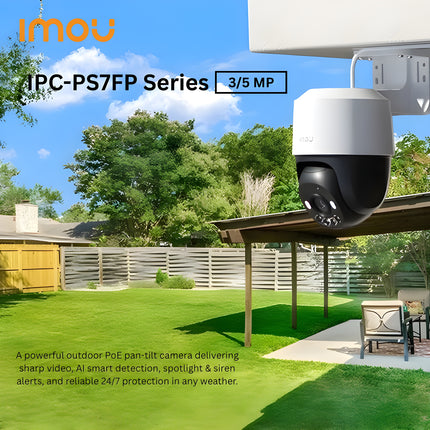 IPC-PS7FP Series 3/5 MP IMOU Outdoor PoE Smart PT Security Camera | Pan & Tilt Surveillance | High-Resolution Video | AI Motion Detection | Night Vision | Two-Way Audio | Weatherproof IP Camera