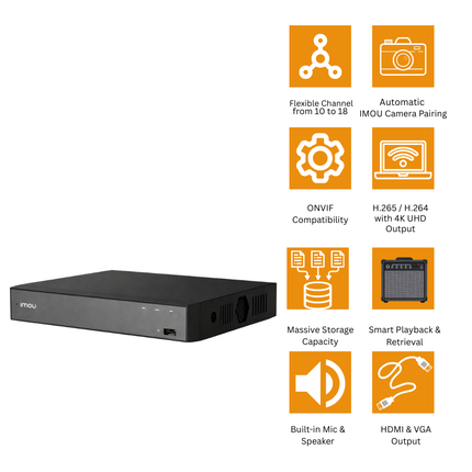 IMOU NVR Series Network Video Recorder | NVR-N110-8A0E & NVR-N118-8A0E | 8-Channel PoE NVR | H.265 Video Compression | Smart IP Camera Recording & Management