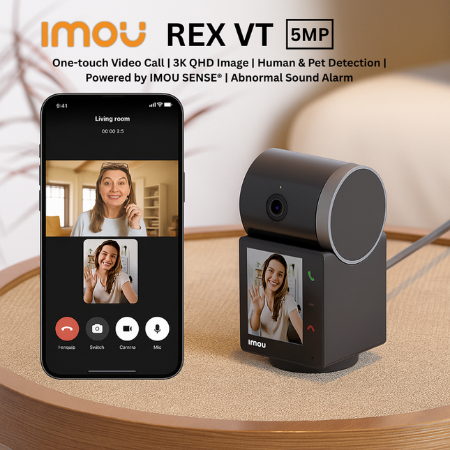 IMOU IPC-S2VP-5M0WR Rex VT 5MP Indoor Wi-Fi Camera | Dual-Way Audio & Video | Smart Tracking | Human Detection | Night Vision | Works with IMOU App
