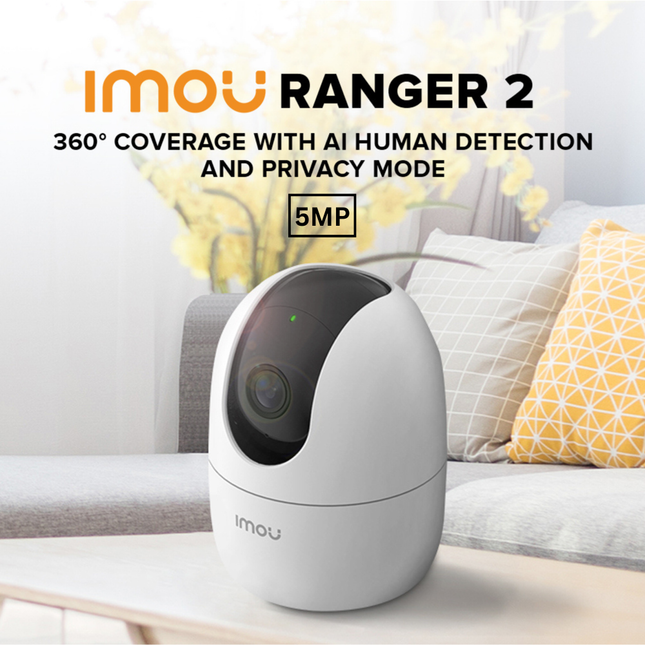 IMOU IPC-K2EP-5H3W Ranger 2 | 5MP Indoor Wi-Fi Security Camera | AI Human Detection | Two-Way Audio | Night Vision | Privacy Mode | Imou Life App