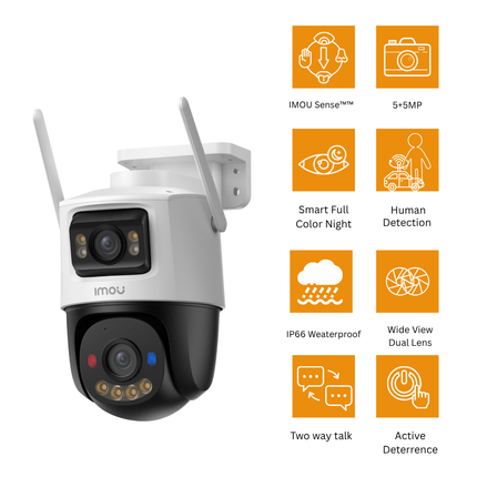 IMOU IPC-S7XEP-10M0WED Cruiser Dual2 5MP+5MP Dual-Lens Outdoor Camera | Smart Home Security | Night Vision | Motion Detection | Pan-Tilt
