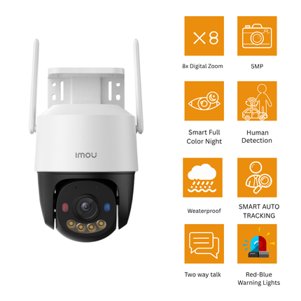 IMOU IPC-K7FP-5H0WF  Cruiser SC 5MP Outdoor Wi-Fi Camera | Smart Home Security | Pan-Tilt | Night Vision | Motion Detection