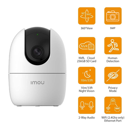 IMOU IPC-K2EP-5H3W Ranger 2 | 5MP Indoor Wi-Fi Security Camera | AI Human Detection | Two-Way Audio | Night Vision | Privacy Mode | Imou Life App