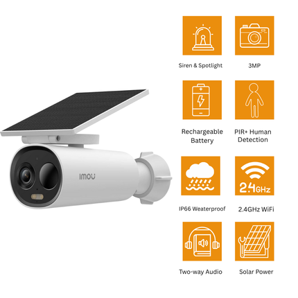 IMOU IPC-K9DCP-3T0WE-V2 Cell 3C| 3MP Solar-Powered Outdoor Wi-Fi Camera | Battery Powered | Full-Color Night Vision | Human Detection | Two-Way Talk | IP66