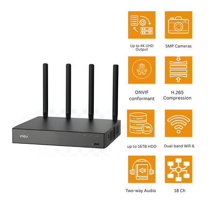 IMOU N118W 18CH Network Video Recorder (NVR) | Wi-Fi Security System | Smart Surveillance | Remote Monitoring