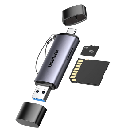 قارئ بطاقات الذاكرة OTG يوجرين بمنافذ USB-C و USB-A 3.0  متعدد 2 في 1 SD / microSD موديل | CM185 | 50706
