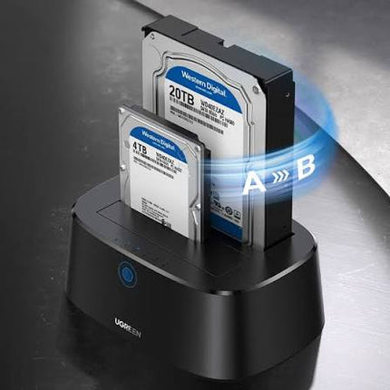 محطة إرساء يوجرين USB 3.0 إلى SATA ثنائية الفتحات للأقراص الصلبة ونسخ الأقراص | CM198 | 50857